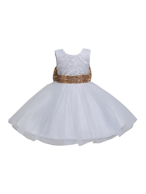 Rain Kids Girls Multi Color Beaded Floral Lace Bow Flower Girl Dress 6M-12 - SophiasStyle.com